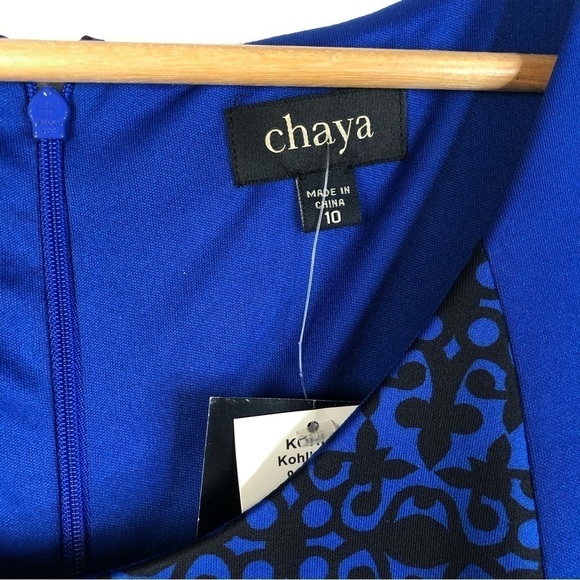 Chaya Royal Blue & Black Printed Half Sleeve Sheath Dress 10 - Picture 4 of 4